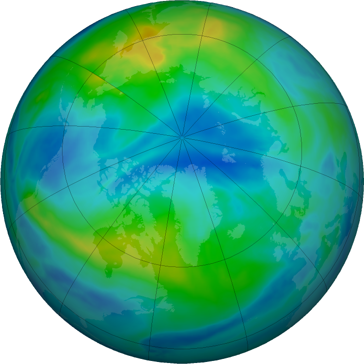 Arctic ozone map for 25 October 2023